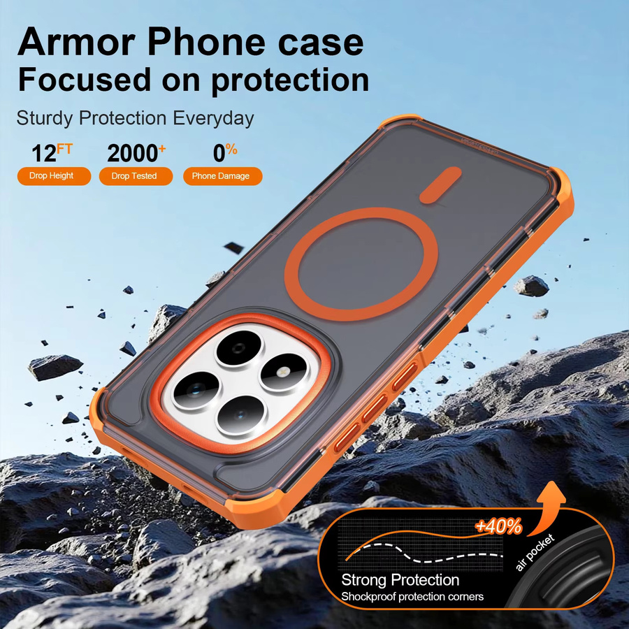 Stoßfeste magnetische Handyhülle für Xiaomi Redmi Note 15 Pro+ 5G und Redmi Note 15C in Rot, matt und MagSafe kompatibel - Bild 5