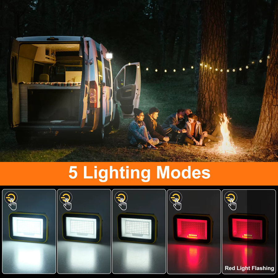 Superhelles tragbares Arbeitslicht mit 97 SMD LEDs, USB wiederaufladbare LED-Taschenlampe in Schwarz mit 5 Modi für Outdoor, Camping und Notfälle - Bild 2