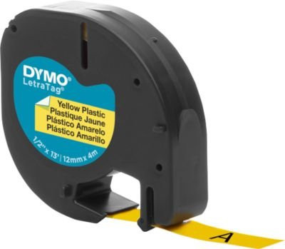 Dymo LetraTag Original Schriftbandkassette aus Kunststoff, Breite: 12 mm, Farbe: Schwarz auf Gelb - Bild 2