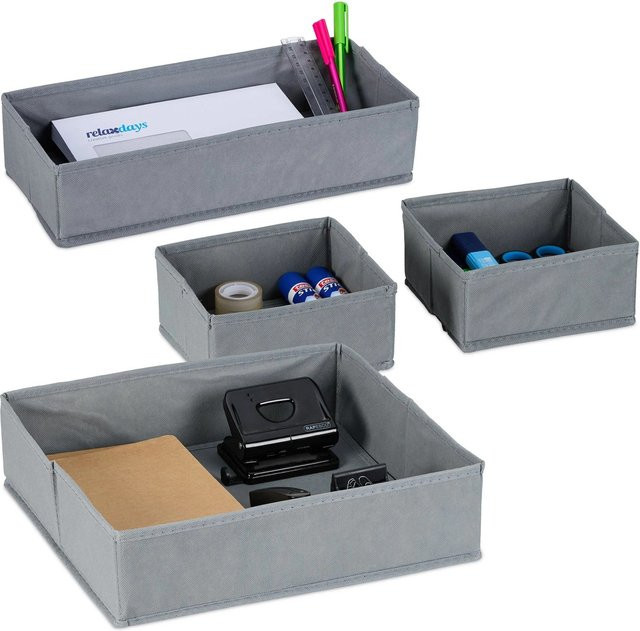 Relaxdays Schubladen Organizer aus Vlies in Grau, 4er Set, B/T/H: 35 x 33 x 10 cm - Bild 1