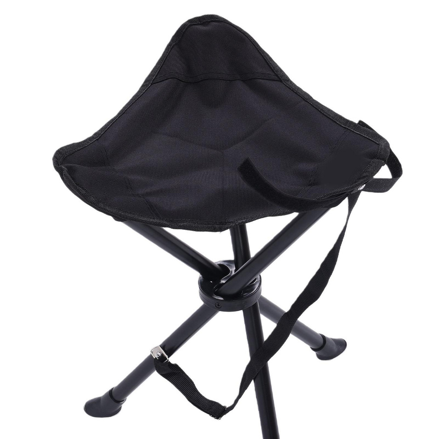 CosyHome Faltbarer Dreibein-Hocker in Schwarz mit 200 kg Tragfähigkeit für Outdoor und Camping - Bild 2