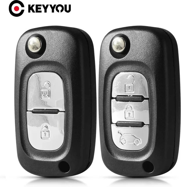 KEYYOU Auto Fernbedienung Schlüsselgehäuse für Renault Fluence Clio Megane Kangoo Modus, 2/3 Tasten, Farbe: Schwarz - Bild 1