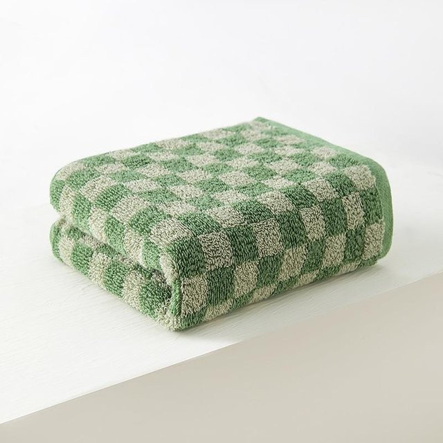 Yiran Furniture Jacquard Gesichtstuch aus reiner Baumwolle in Schachbrett-Optik, mehrfarbig, B: 34 cm, L: 75 cm - Bild 1