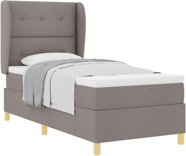 vidaXL Boxspringbett mit Matratze in Taupe, Breite: 90 cm, Länge: 190 cm - Bild 1