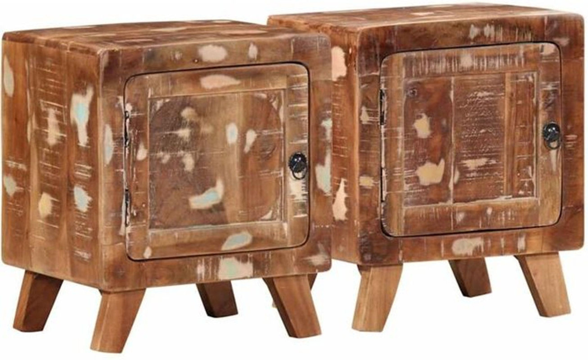 Set aus 2 Nachttischen aus Massivholz von Vidaxl in Braun im Bohemian Stil, B/T/H: 40 x 32 x 46 cm - Bild 1