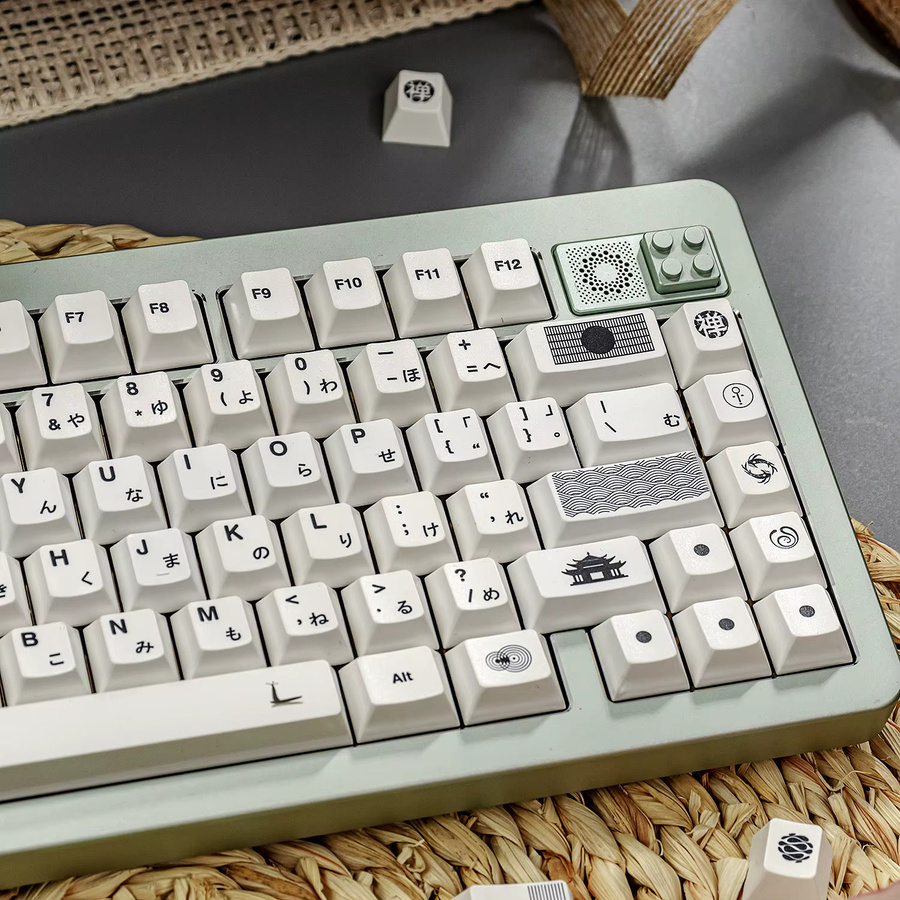 Venit Keys Tempel Tastenkappen in Weiß, 144 Stück PBT Keycaps im Cherry-Profil für mechanische MX-Tastaturen - Bild 4