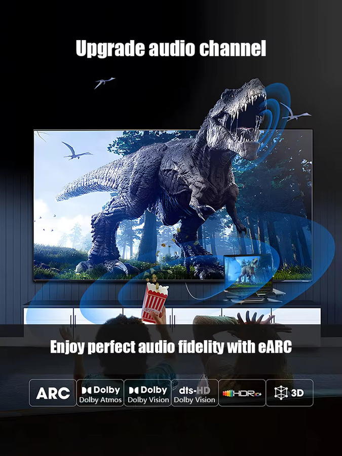Byscoon HDMI 2.1 Kabel für 8K/60Hz und 4K/120Hz mit 48Gbps, Dynamic HDR10+, eARC und HDCP 2.3, kompatibel mit PS5, Xbox, PC und RTX Grafikkarten, in Silber/Grau/Weiß - Bild 5