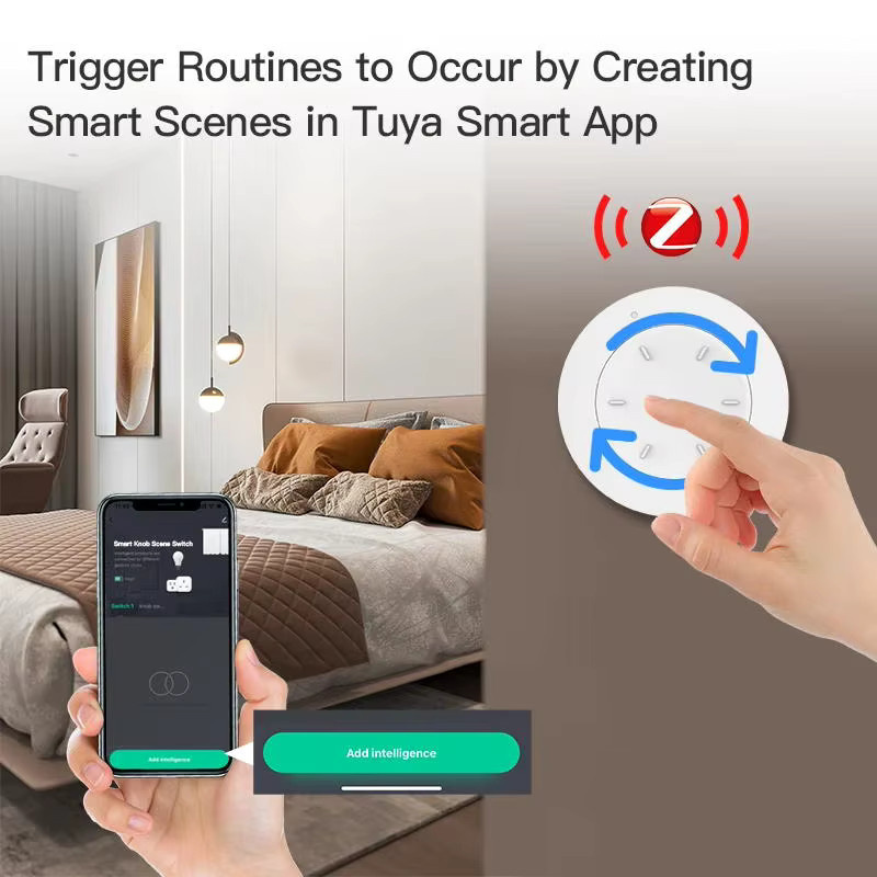 Tuya ZigBee Smart Knob Schalter als kabellose Fernbedienung und Dimmer zur Szenario-Automatisierung in Weiß - Bild 2