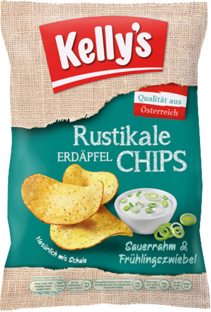 Kelly's Rustikale Erdäpfel Chips Sauerrahm & Frühlingszwiebel 110 g - Bild 1