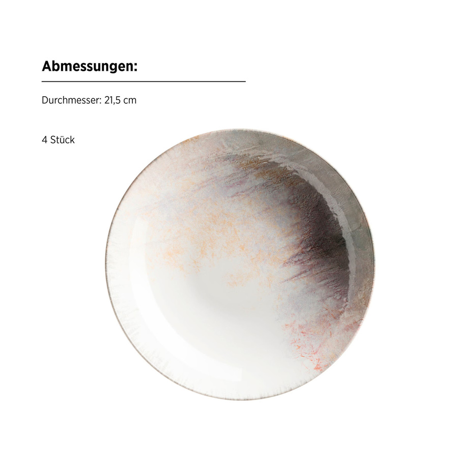 Mäser Suppenteller-Set Aquarellia aus Steinzeug in Weiß und Lila - Bild 2