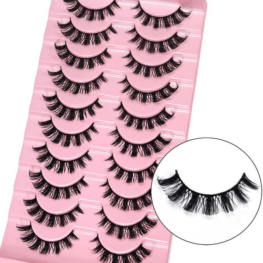 JIEFUXIN DD Curl Russian Strip Lashes, 10 Paar, Kunstwimpern - Bild 2