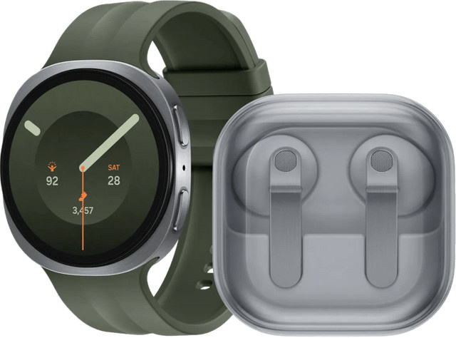 Samsung Galaxy Watch9 Silber/Grün 44 mm und Samsung Galaxy Buds4 Weiß im Set - Bild 1