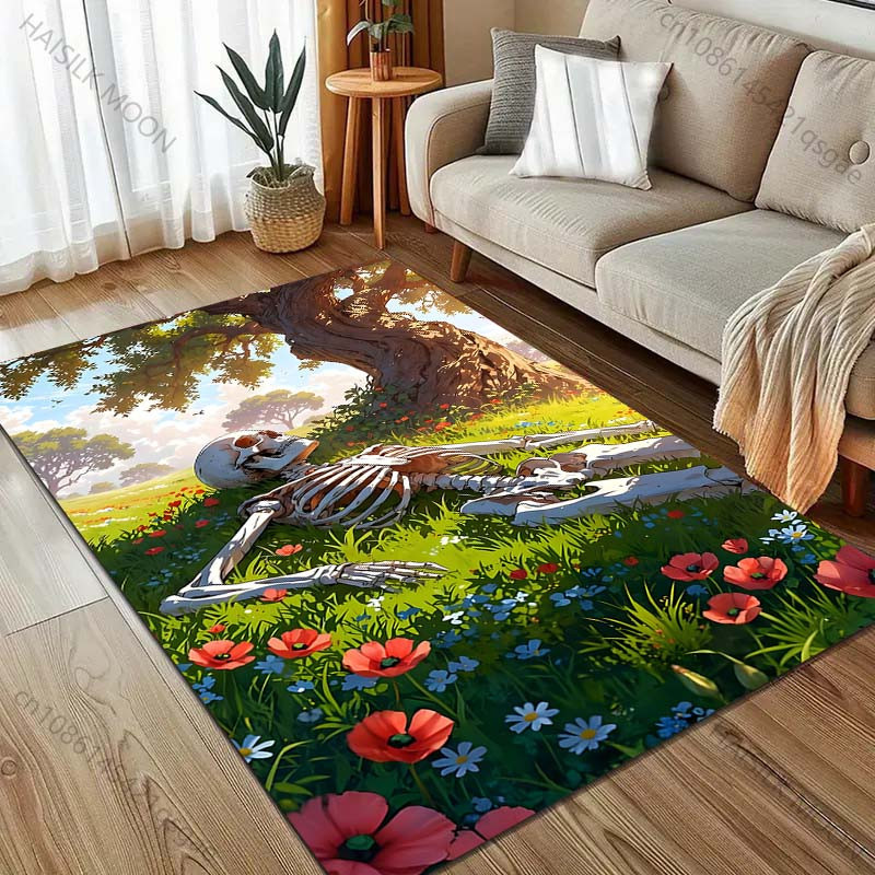 UQIDEHOME Teppich mit Skelettbaum Muster für Wohnzimmer und Schlafzimmer, Waschbare Bodenmatte, Breite: 60 cm, Tiefe: 40 cm - Bild 5