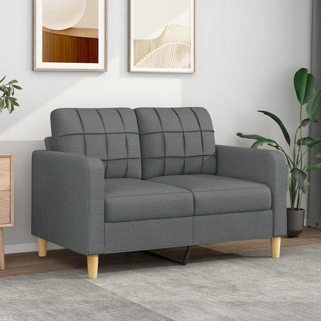 vidaXL 2-Sitzer-Sofa modern in Grau mit Stoffbezug und Metallrahmen, Breite: 120 cm - Bild 2