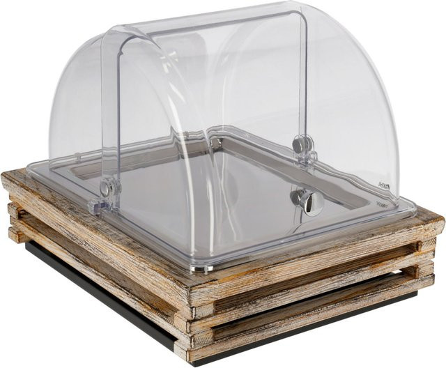 VEGA Buffetvitrine Natchez in Vintage Weiß und Edelstahl mit transparenten Elementen, GN 1/2, B/T/H: 37 x 31 x 27,7 cm - Bild 1