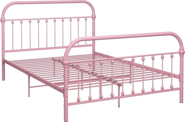 vidaXL Bettgestell aus Metall in Rosa, klassisches Design, B/T/H: 120 x 200 cm - Bild 1