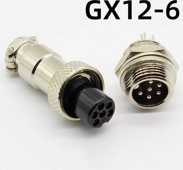 ELECAPITAL GX12-6 Luftfahrt-Rundsteckverbinder Set mit 6 Pin Männlich und Weiblich in Silber, 12mm Durchmesser - Bild 1