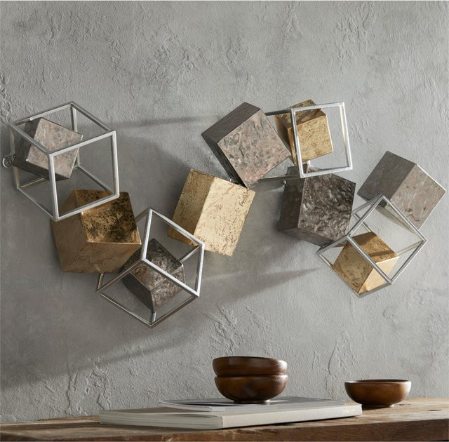 Wanddeko Impressionen Hanging aus Metall in Silber und Gold, B: 28,0 cm, H: 69,0 cm, T: 14,5 cm - Bild 1