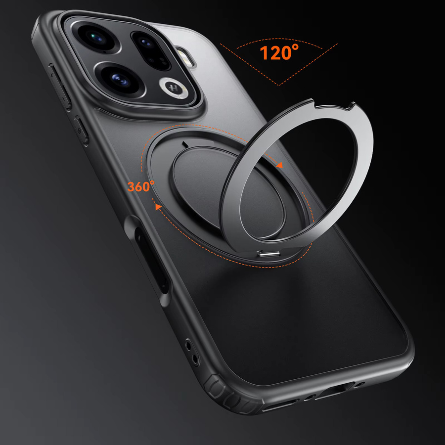 Magnetische und stoßfeste Handyhülle für OPPO Find X9 Pro, X9s und X9Ultra mit 360 Grad drehbarer Halterung und matter Rückseite in Transparent und Beige - Bild 4