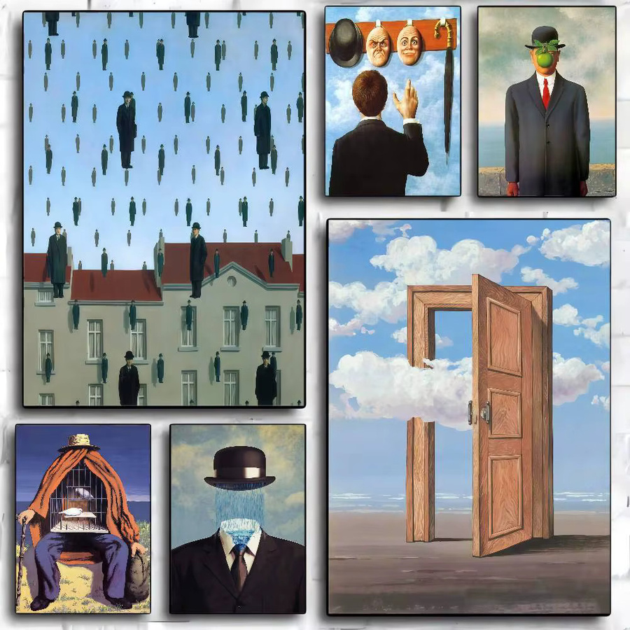 Wasserdichter Wandaufkleber im Surrealismus-Stil von Rene Magritte als selbstklebendes Kunst Poster in Mehrfarbig - Bild 2
