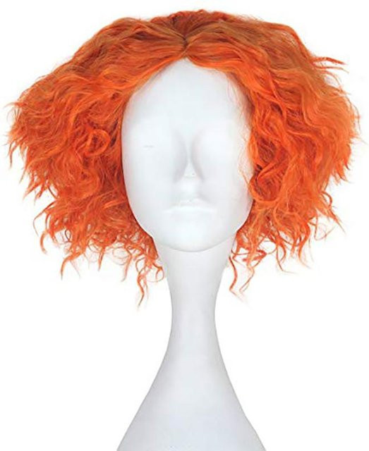Orange Kurz Gewellte Synthetikperücke, Unisex - Bild 1