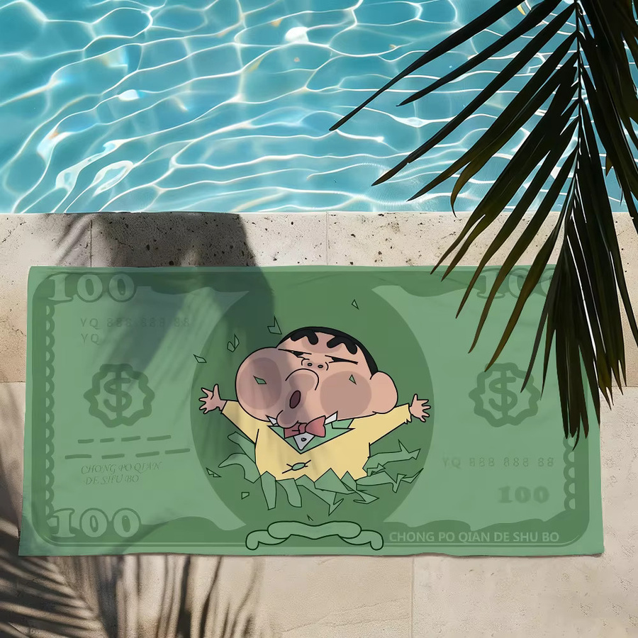 CRAYON SHINCHAN Handtuch in Grün, schnell trocknendes und saugfähiges Strandtuch für Sport, Fitness und Schwimmen - Bild 2