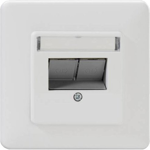 Rutenbeck Netzwerkdose Unterputz UM-Cat.6A mit Zentralplatte und Rahmen in Weiß für Ethernet/LAN - Bild 1
