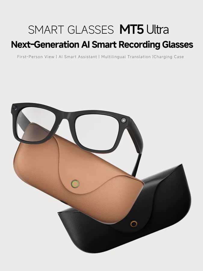 Uhoofit MT5 Ultra AI Smart-Brille mit Echtzeit-Übersetzung, 800W Pixel Kamera für Foto- und Videoaufnahmen, wasserdichte Smart-Sonnenbrille in Schwarz oder Braun - Bild 4