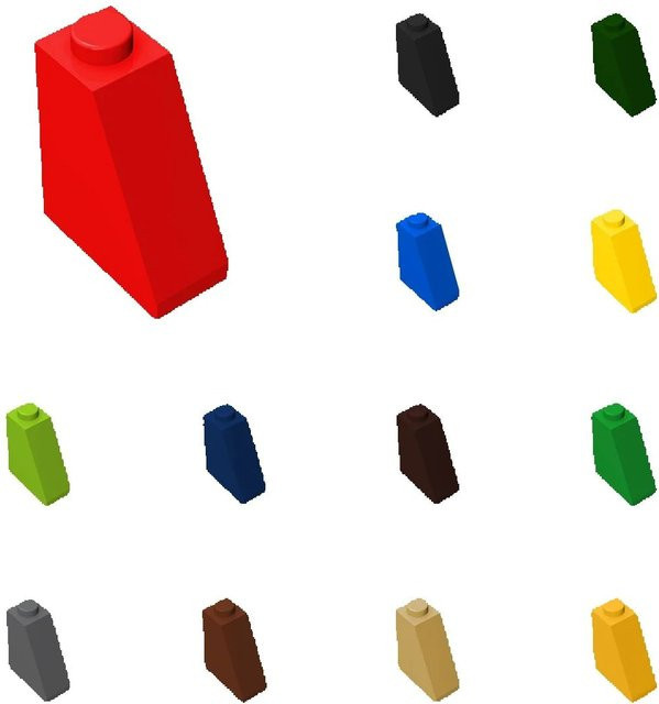 Alibricks 50 Stück Slope 65 2 x 1 x 2 Bausteine für technische MOC-Sets in Gelb und Bunt - Bild 1