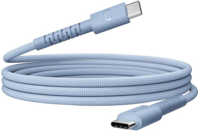 Fresh N Rebel FlexWave USB-C zu USB-C Kabel, silikon geflochten, 100W, Blau, 2m - Bild 1