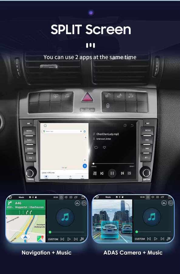 Hizpo 8-Zoll Android All-in-One Autoradio für Mercedes Benz C-Klasse W203 CLC W203 CLK W209 Multimedia Stereo mit Carplay in Schwarz - Bild 2