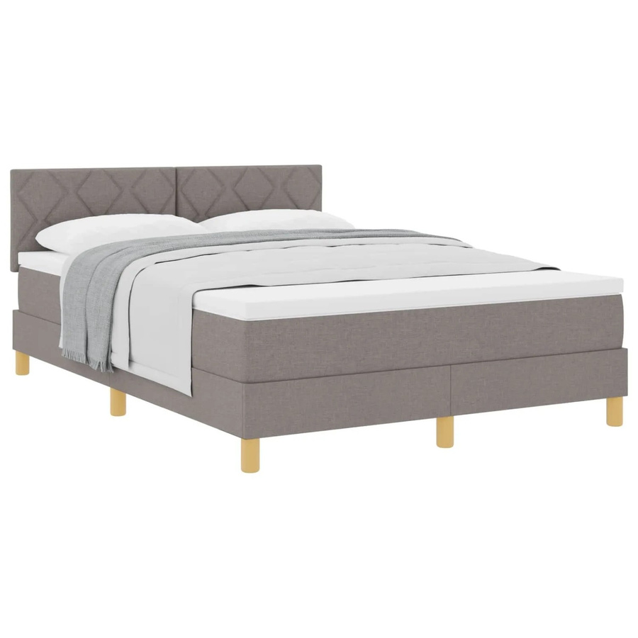 vidaXL Boxspringbett Hybrid mit Matratze und Taschenfederkern in Taupe, B/T: 160 x 200 cm - Bild 2