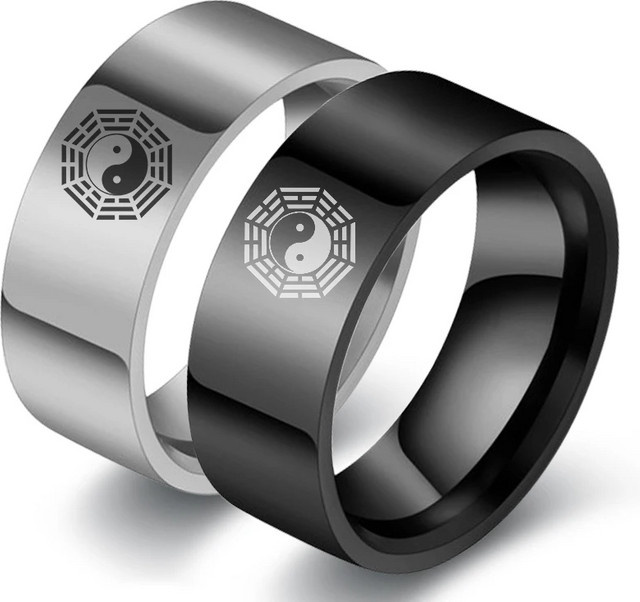 NUOBING Ring Edelstahl, Schwarz, Weiß, Unisex - Bild 1