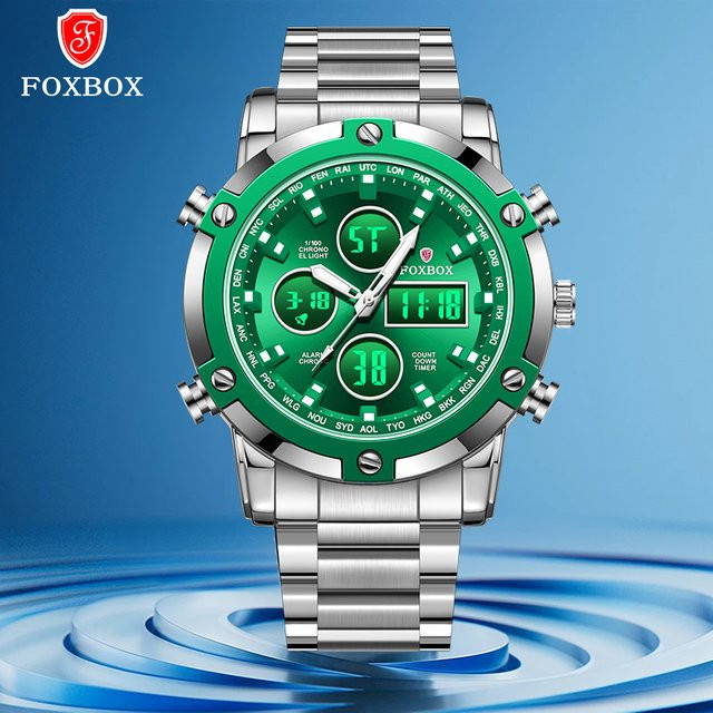 FOXBOX Armbanduhr, Analog-Digital, Quarz, Edelstahl, Silikon, Herren - Bild 1