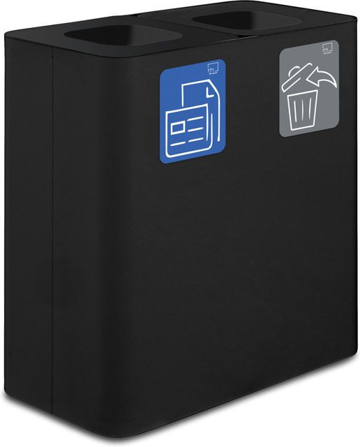 STIL CASA PURE Abfallsammelsystem mit zwei Fächern, 200 l, schwarz, B/T/H: 39 x 77 x 80,5 cm - Bild 1