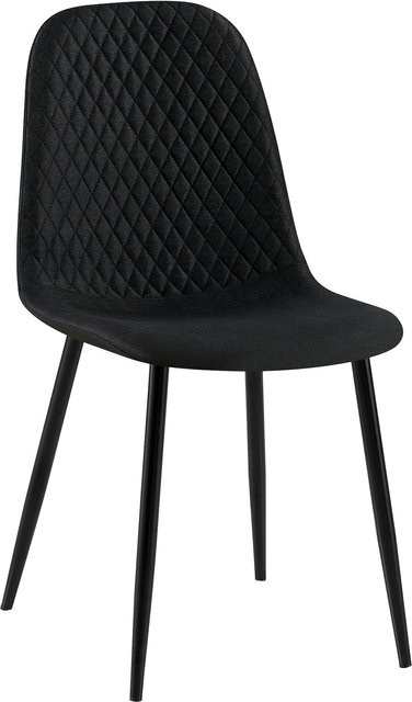 CLP Esszimmerstuhl Giverny gepolstert in Samt und Stoff mit Ziernähten, moderner Sessel in Schwarz mit Metallgestell, belastbar bis 150 kg - Bild 1