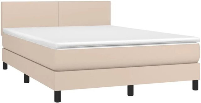 vidaXL Boxspringbett mit Matratze und LED in Cappuccino-Braun, Hybridbett mit USB-Anschluss und Unterbettbeleuchtung, B/T/H: 140 x 190 x 78 cm - Bild 1