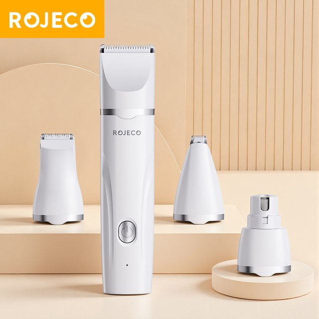 ROJECO Elektrischer Haustiertrimmer 4-in-1 Professionelles Pflegeset für Hunde und Katzen in Weiß - Bild 1