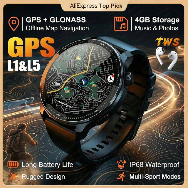 GUHUAVMI Smartwatch, GPS, Grün, Silikon, Herren - Bild 1