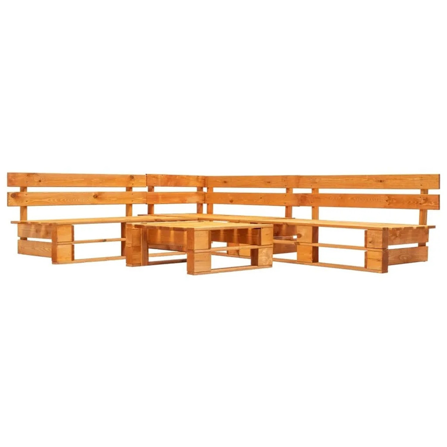 vidaXL 4-tlg. Garten-Lounge-Set aus Kiefernholz in Braun mit Polstern und Ottomanen - Bild 2