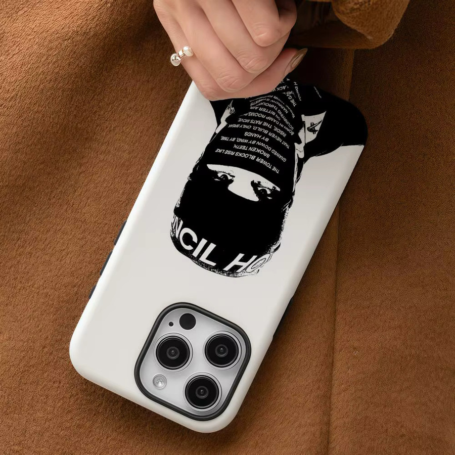 E-EsDeeKid Rebel Handyhülle für iPhone 17 16 15 14 13 12 Pro Max Plus, glänzende HD-Doppelschicht-Flüssigkeitshartschale in Weiß - Bild 4