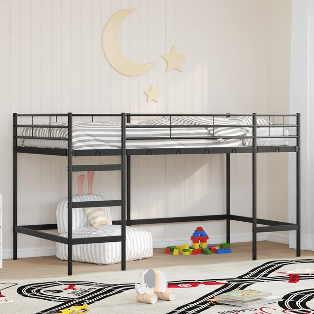 vidaXL Kinderloftbett aus Metall in Schwarz, modern und matt, B/T/H: 80 x 200 x 205 cm - Bild 3