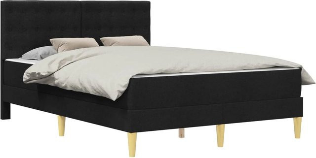 vidaXL Bettgestell mit Matratze in Schwarz, modern gepolstert, B/T/H: 160 x 200 x 164 cm - Bild 1
