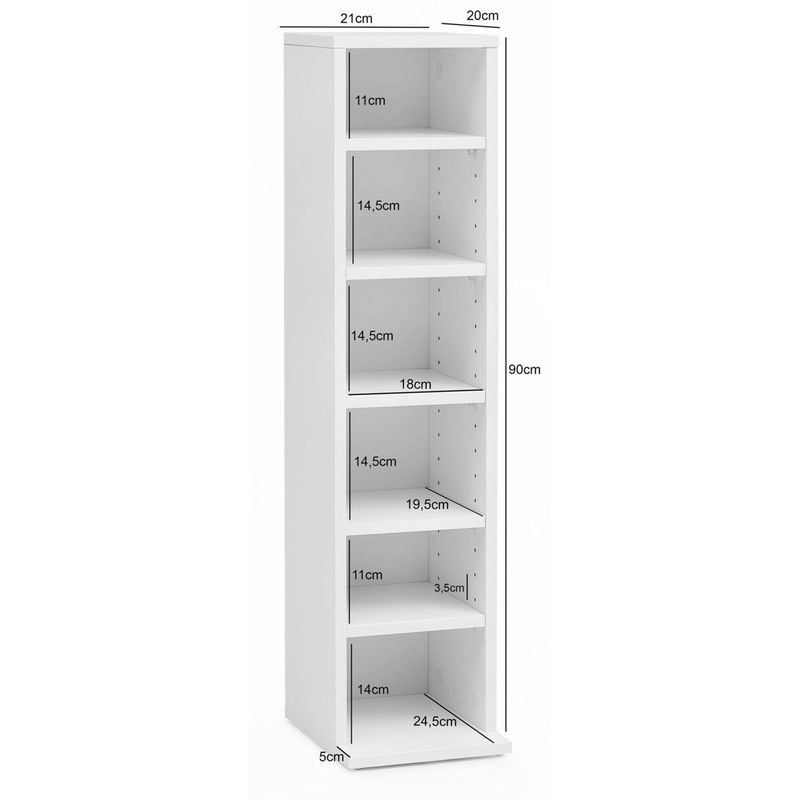 Wohnling CD Regal weiß matt B/H/T: 21 x 90 x 20 cm - Bild 2
