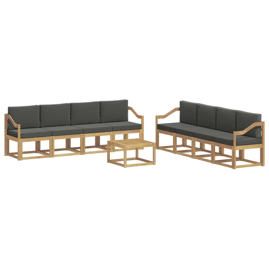 vidaXL Outdoor-Sofagarnitur aus Akazienholz in L-Form mit Kissen, 9-teiliges Set in Weiß und Anthrazit - Bild 2
