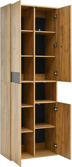 okwish Hochschrank mit Spiegeltüren und offenem Staufach für dein Wohnzimmer, Natur, B/T/H: 65 x 35 x 190 cm - Bild 1