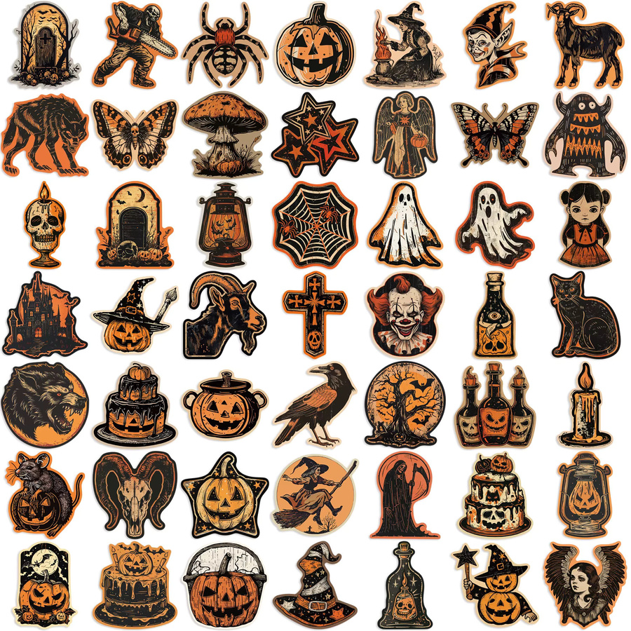 50 bis 100 Stück Retro Halloween Graffiti Aufkleber in Multicolour für DIY Dekoration von Gitarren, Notebooks und Gepäck, wasserfest - Bild 2