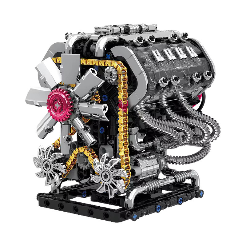 MENBIS V10 Maschinen-Bausteine Sets, Motorisierter GT-Motor Simulationsmodell, 800 Teile, ab 14 Jahren - Bild 1