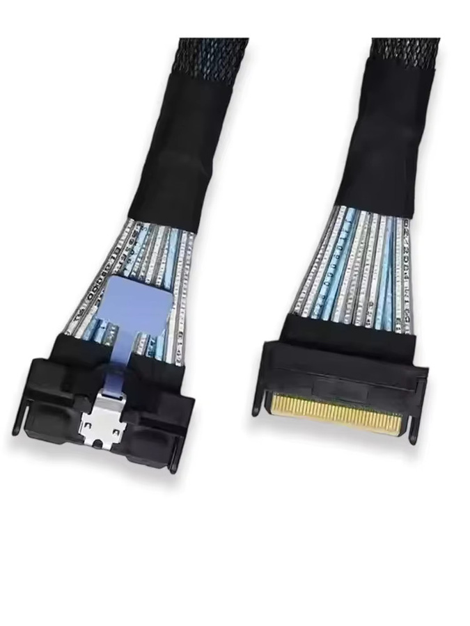 ADT-Link PCIe 5.0 MCIO auf MCIO Hochgeschwindigkeits-Datenübertragungskabel 8i X8 Stecker auf Stecker Verbindungskabel für Server NVMe in Schwarz - Bild 4