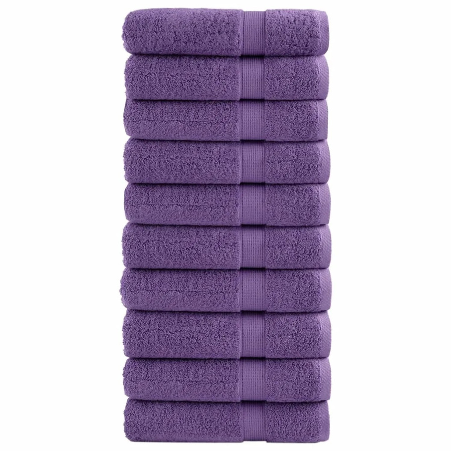 vidaXL SOLUND Handtuch-Set 10 Stück aus Baumwolle, Lila, B/H: 50 x 100 cm, 600 g/m² - Bild 2